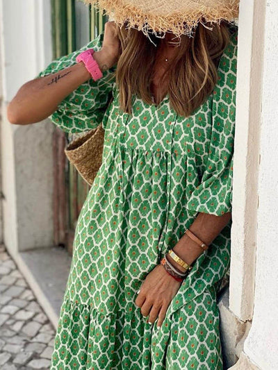 Helmine® | Bohemian Gedrucktes Maxi Kleid