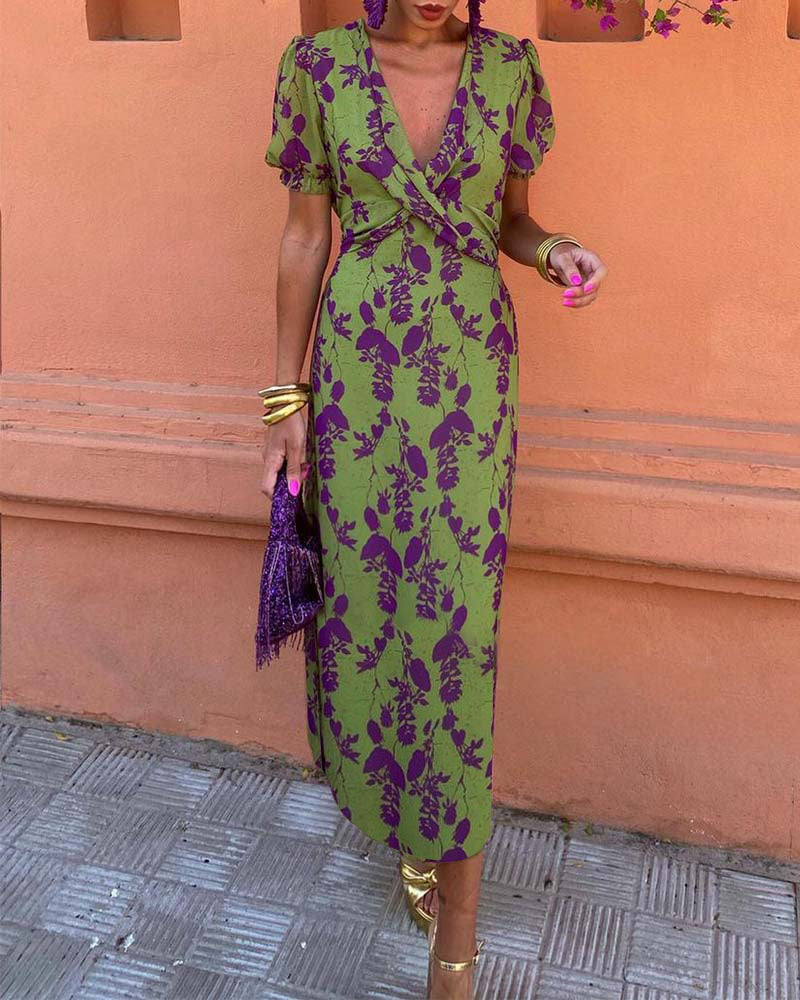 Elfriede® | Fantastisches V-Ausschnitt Midi Kleid