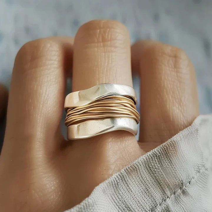 Seraphine® | Silberner Ring mit goldenen Fäden