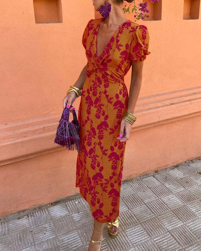 Elfriede® | Fantastisches V-Ausschnitt Midi Kleid