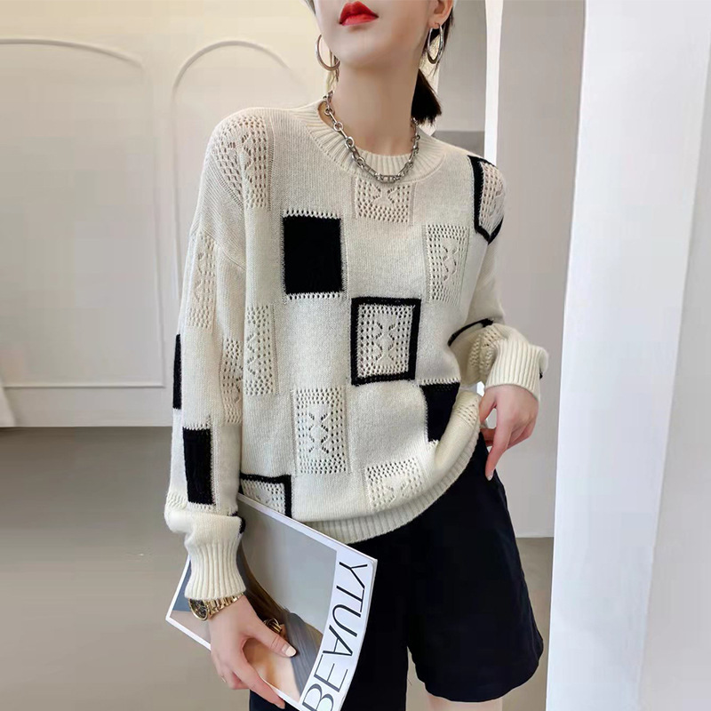 Helene® | Geometrischer Gemütlicher Blockpullover