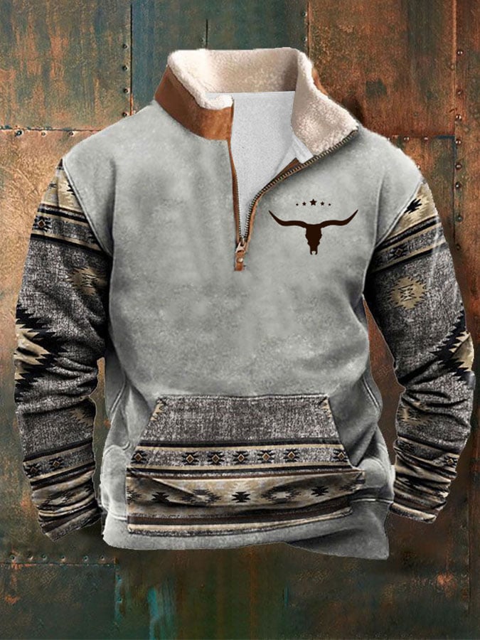 Fabio® | Herren Retro-Western-Stil bedruckter lässiger Sweatshirt