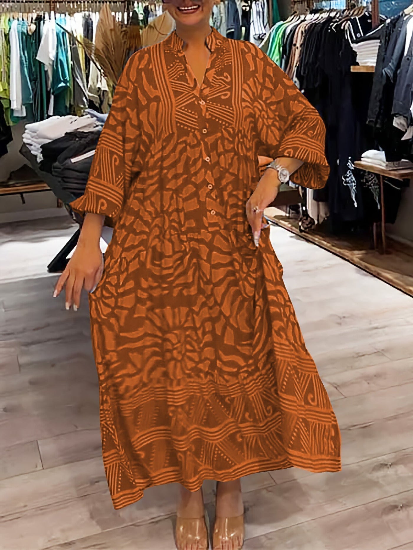 Florence - Kleid mit V-Ausschnitt und Druck