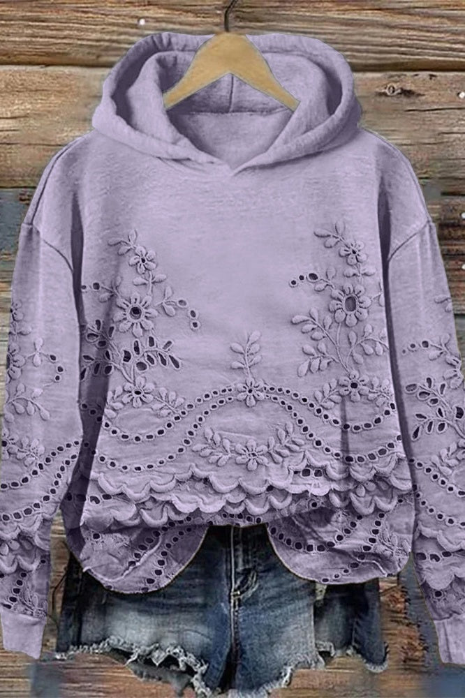 Leni® | Sweatshirt mit Kapuze aus Spitze Prato