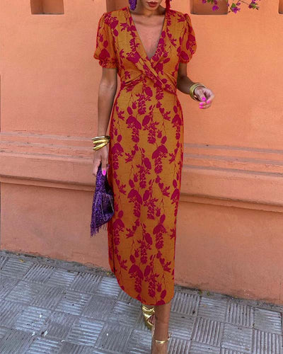Elfriede® | Fantastisches V-Ausschnitt Midi Kleid