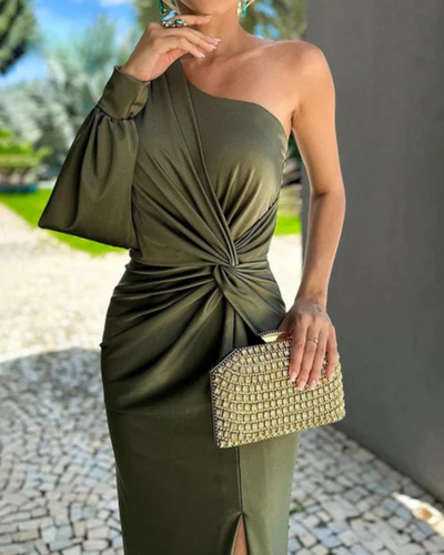 Claire - Drapiertes Kleid mit Schulterfreien Ärmeln
