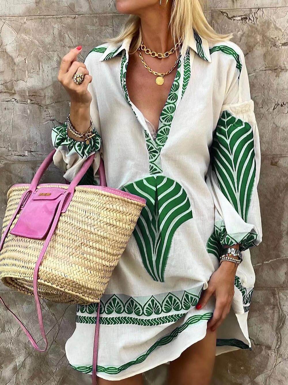 Josefina® | Schlicht Einzigartiger Druck Urlaub Mini Kleid