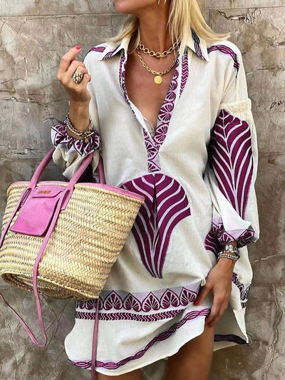 Josefina® | Schlicht Einzigartiger Druck Urlaub Mini Kleid