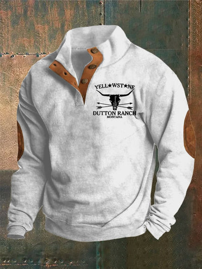 Bruno® | Herren Western Bedruckter Stehkragen Knopf Sweatshirt