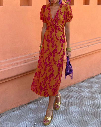 Elfriede® | Fantastisches V-Ausschnitt Midi Kleid