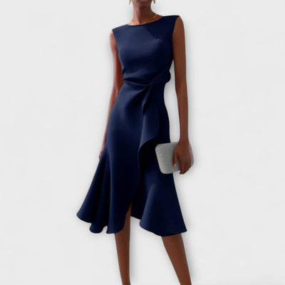 Cornelia™ | Geplisste Asymmetrische Midikleid