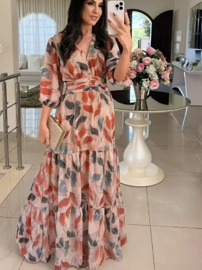 Sabine - Elegantes Maxikleid mit Blumendruck