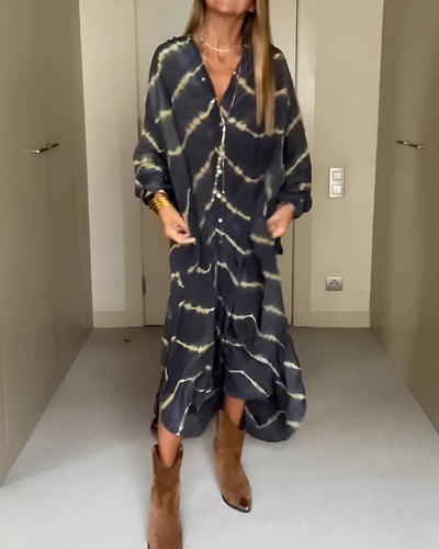 Sophie - Boho Fließendes Gestreiftes Maxikleid