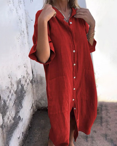 Annelore® | Lässiges Hemdblusenkleid im Ibiza-Stil in Knöchellänge
