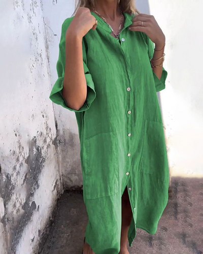 Annelore® | Lässiges Hemdblusenkleid im Ibiza-Stil in Knöchellänge