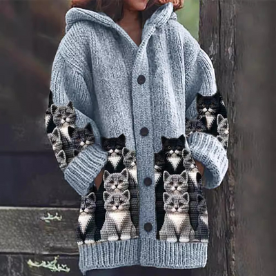 Jasmin® | Gemütlicher Strick-Cardigan mit Katzenmotiv
