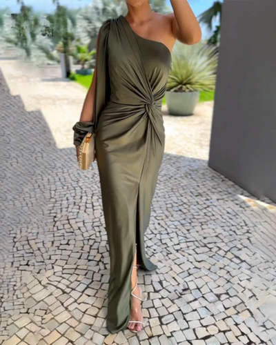 Claire - Drapiertes Kleid mit Schulterfreien Ärmeln