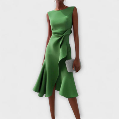 Cornelia™ | Geplisste Asymmetrische Midikleid
