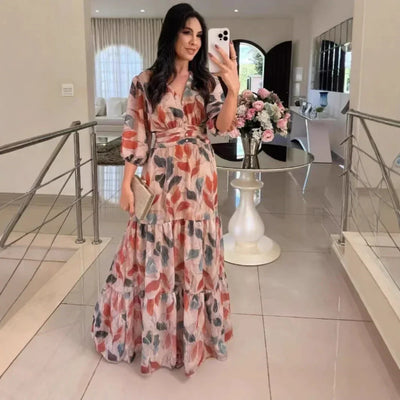 Sabine - Elegantes Maxikleid mit Blumendruck
