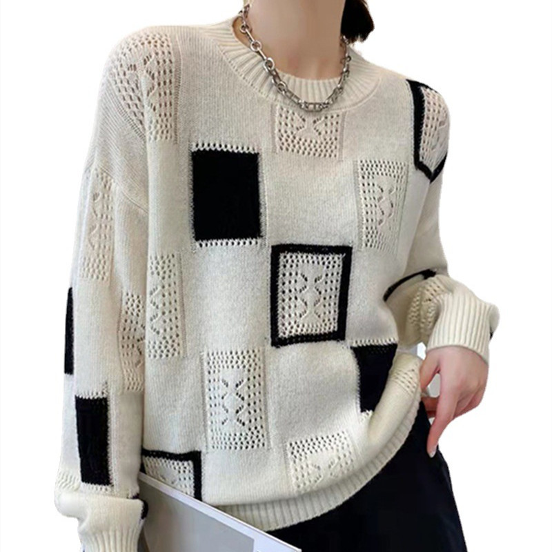 Helene® | Geometrischer Gemütlicher Blockpullover