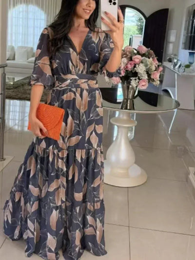 Sabine - Elegantes Maxikleid mit Blumendruck
