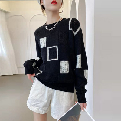 Helene® | Geometrischer Gemütlicher Blockpullover