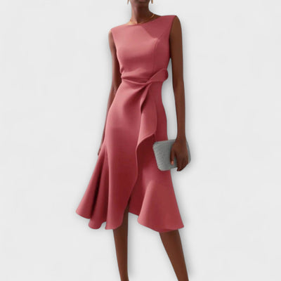 Cornelia™ | Geplisste Asymmetrische Midikleid
