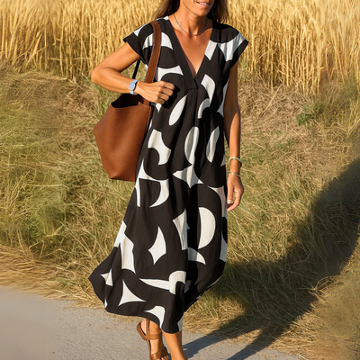 Silvia - Fließendes Kleid mit V-Ausschnitt