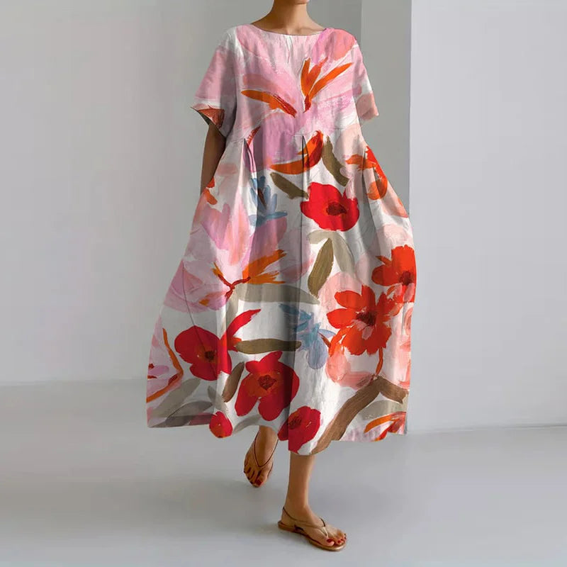 Anisa® | BLUMENPRINT V-AUSSCHNITT KLEID