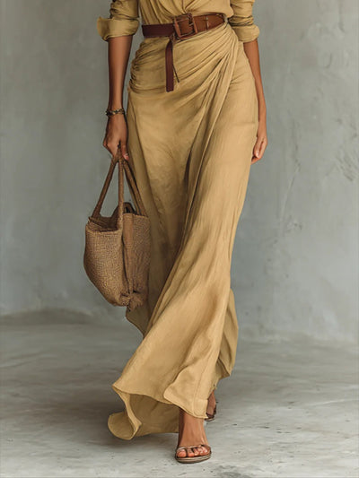Hannah® | Langes, tailliertes Kleid mit langen Ärmeln und Revers