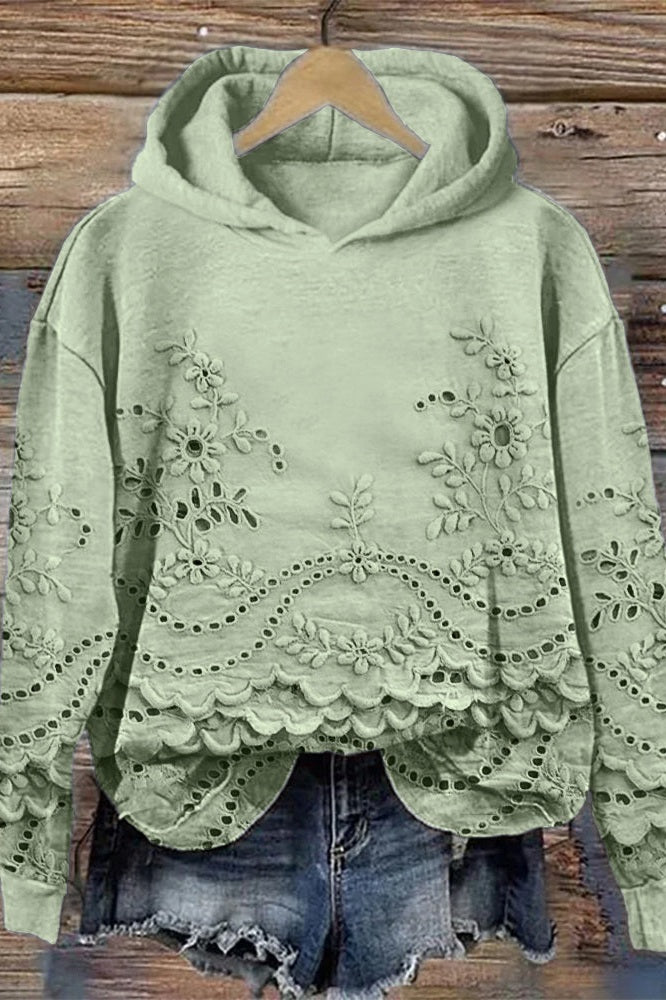 Leni® | Sweatshirt mit Kapuze aus Spitze Prato