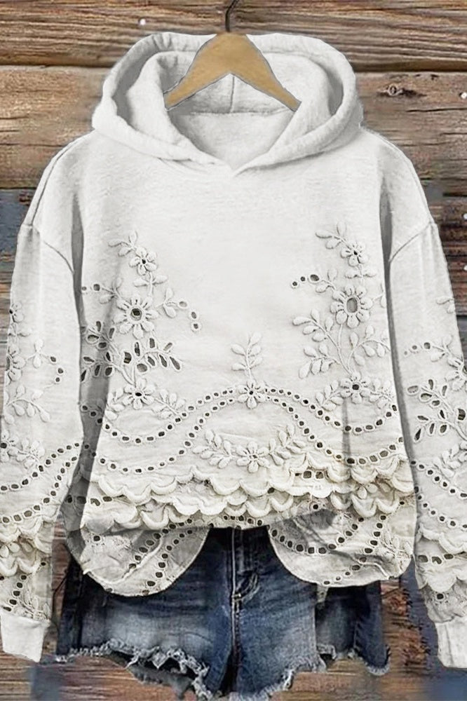 Leni® | Sweatshirt mit Kapuze aus Spitze Prato