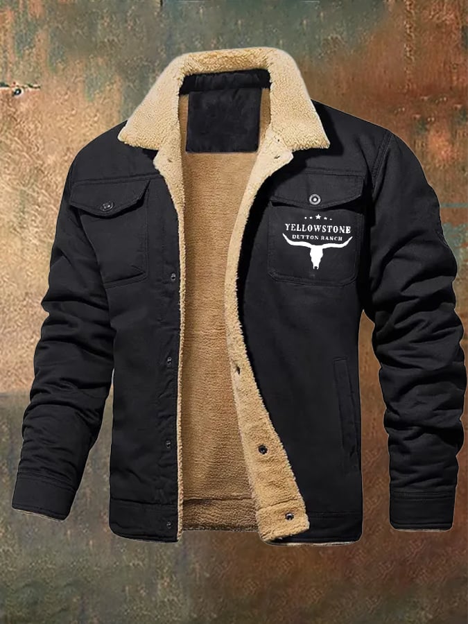 Angelo® | Herren Vintage Western Dutton Farm Fleece Baumwolle Arbeits Freizeitjacke