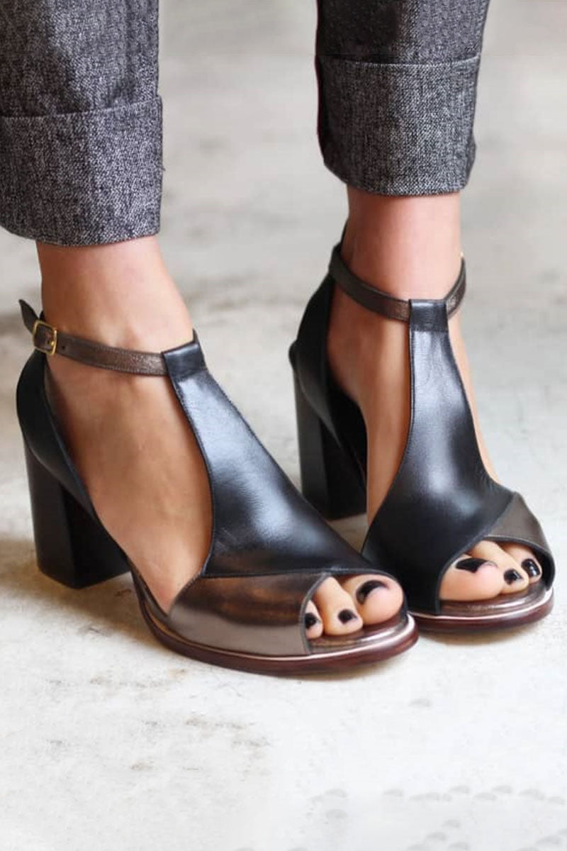Susanne® | Elegante Blockabsatz-Sandalen in Schwarz