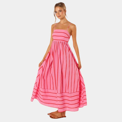Rosa - Lässiges Gestreiftes Kleid