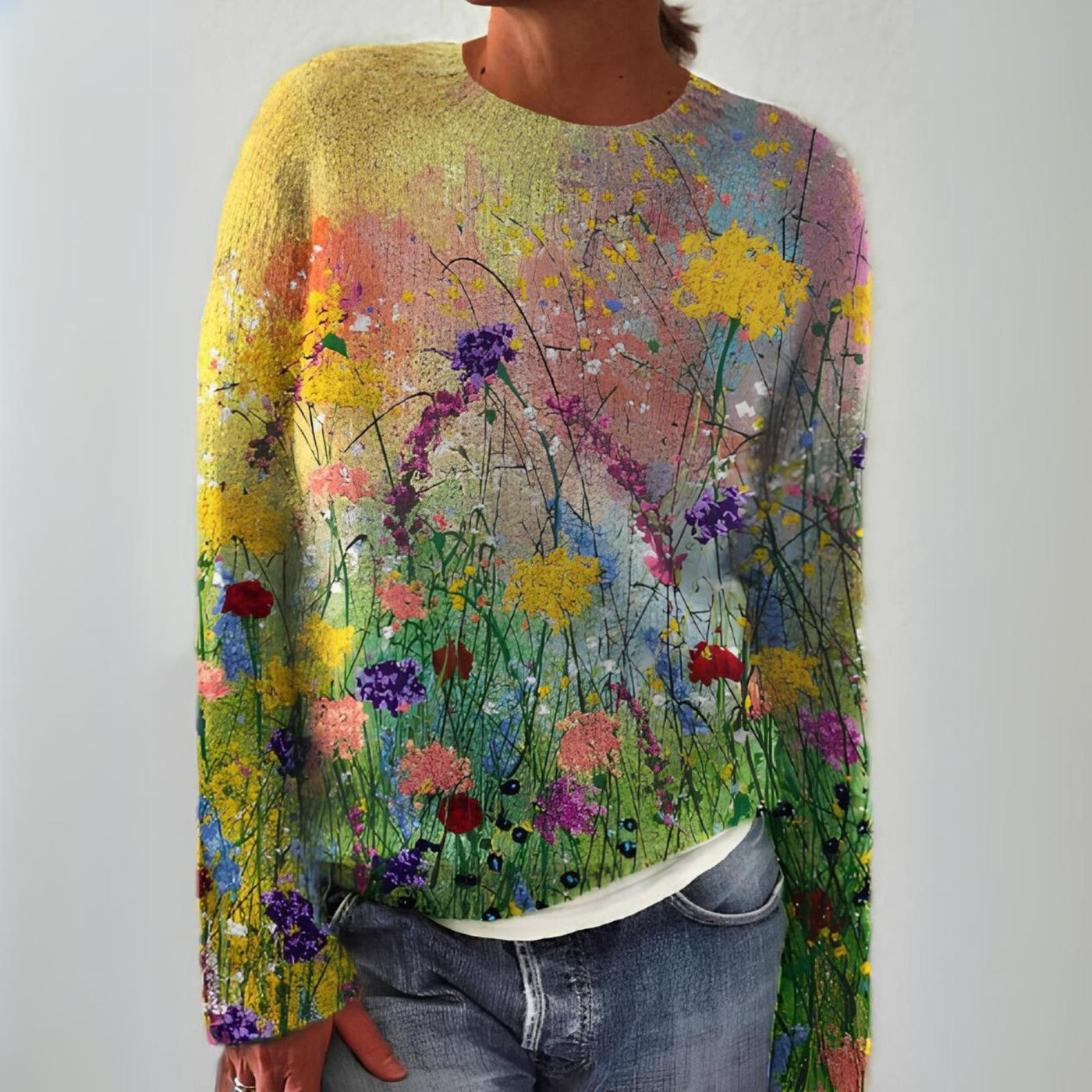 JADE® | WEICHER PULLOVER MIT BLUMENMUSTER