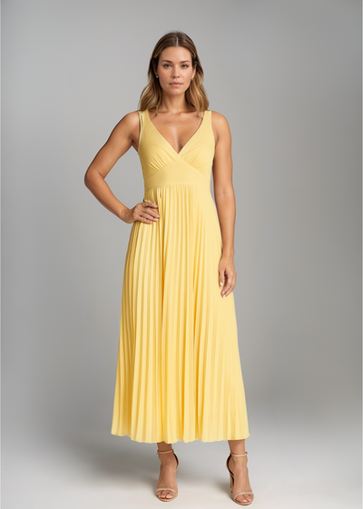Lydia - Midikleid mit Falten und V-Ausschnitt