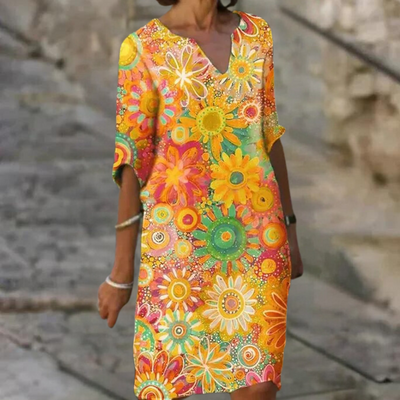 Anna® | Retro Bloom Locker Sitzendes Kleid