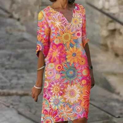 Anna® | Retro Bloom Locker Sitzendes Kleid
