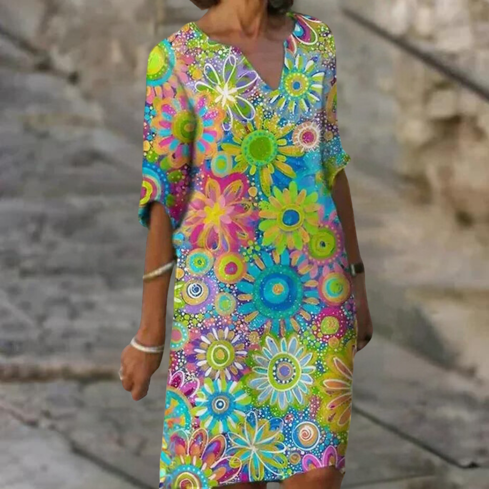 Anna® | Retro Bloom Locker Sitzendes Kleid