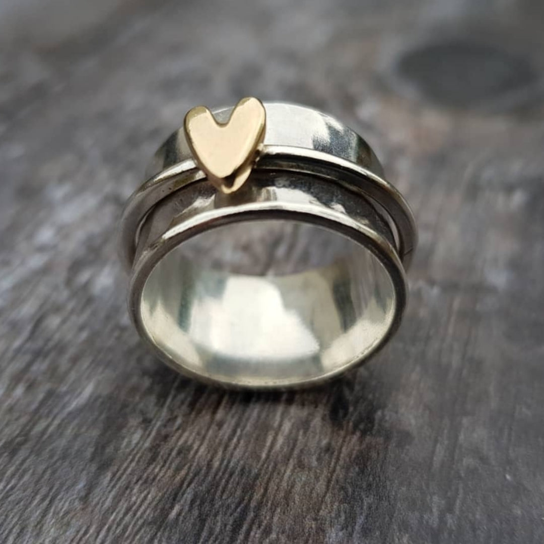 Lenora® | Silberring mit goldenem Herzen
