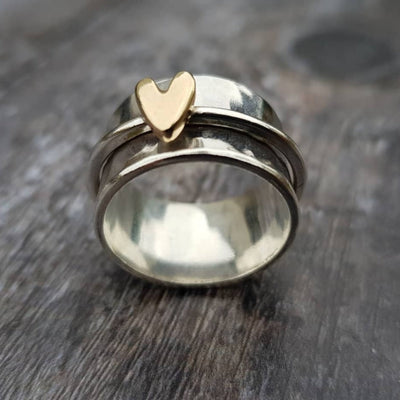 Lenora® | Silberring mit goldenem Herzen