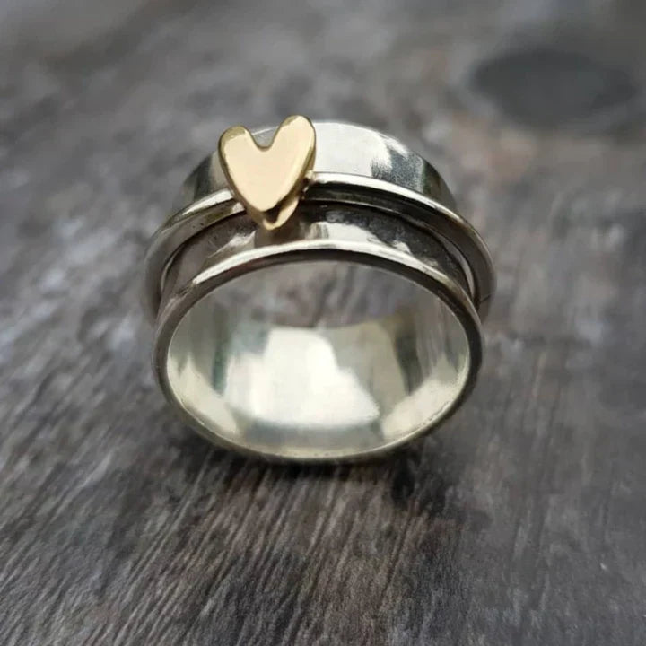 Roswitha® | Vintage baumelnden Herz Silber Ring