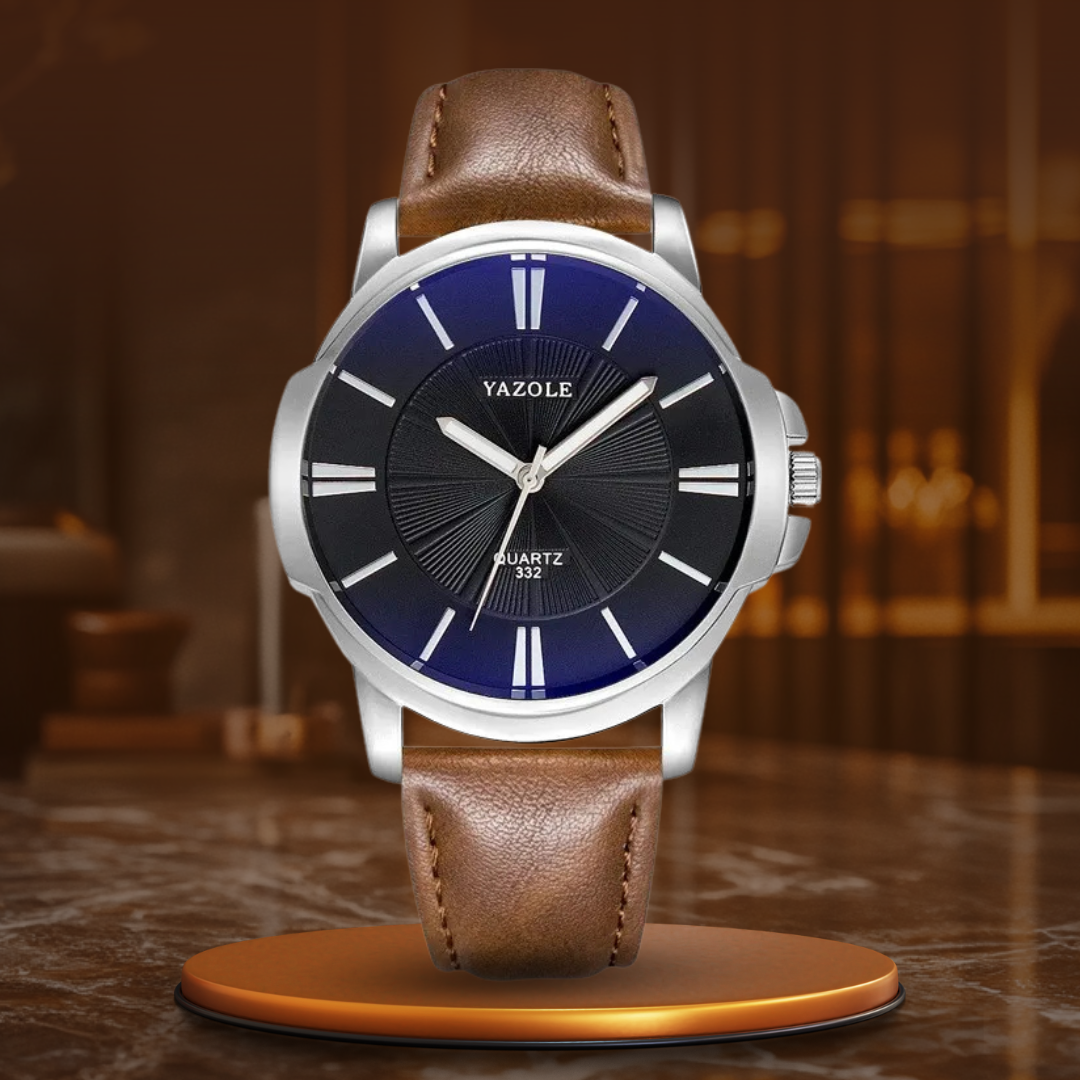 Arno® | Luxuriöse Blaues Glas Lederuhr™