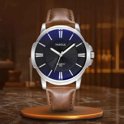 Arno® | Luxuriöse Blaues Glas Lederuhr™
