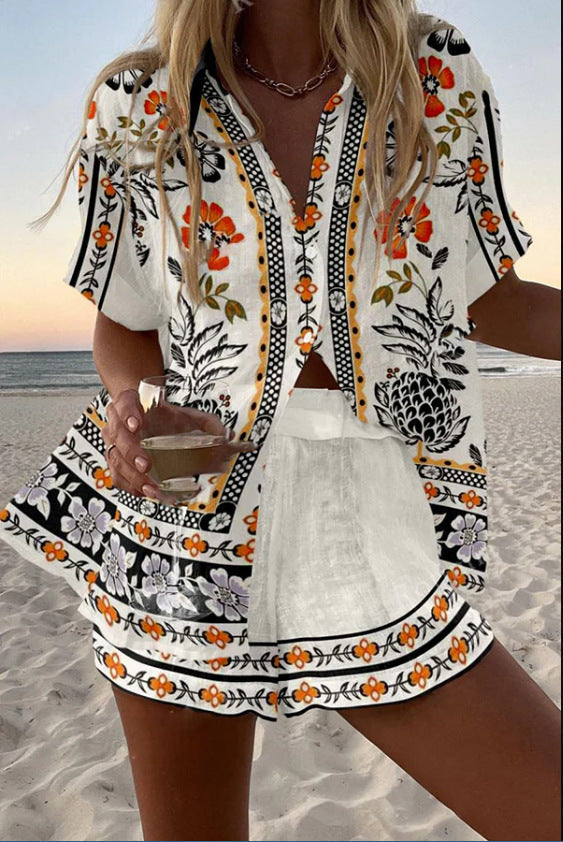 Lieselotte® | Kurzes Leinen-Outfit mit Blumenmuster