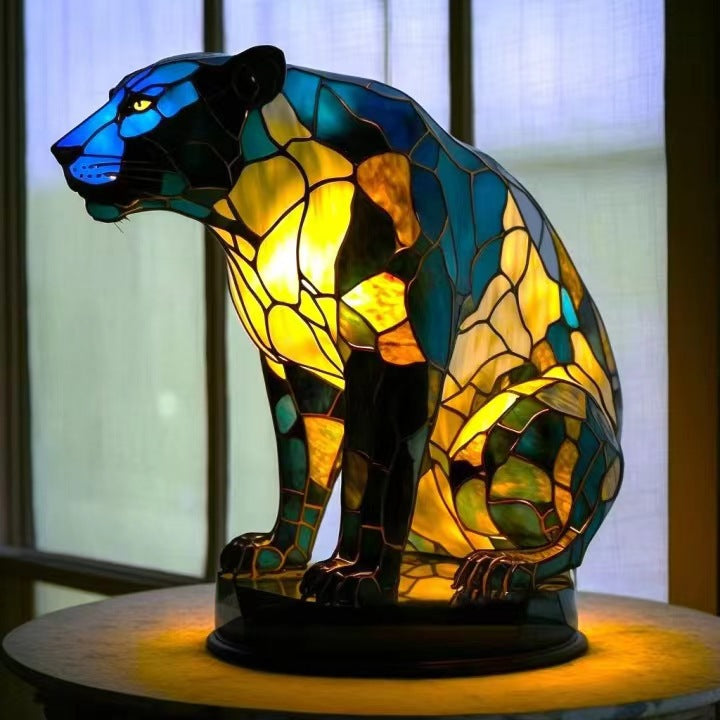 Sento® | Magische Panther-Lampe aus buntem Glas
