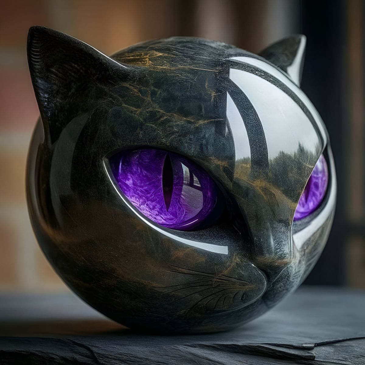 Elfriede® | Schwarze Katzen-Skulptur aus Stein