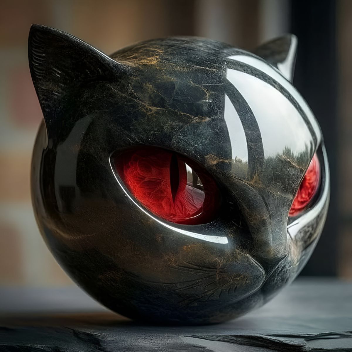 Elfriede® | Schwarze Katzen-Skulptur aus Stein