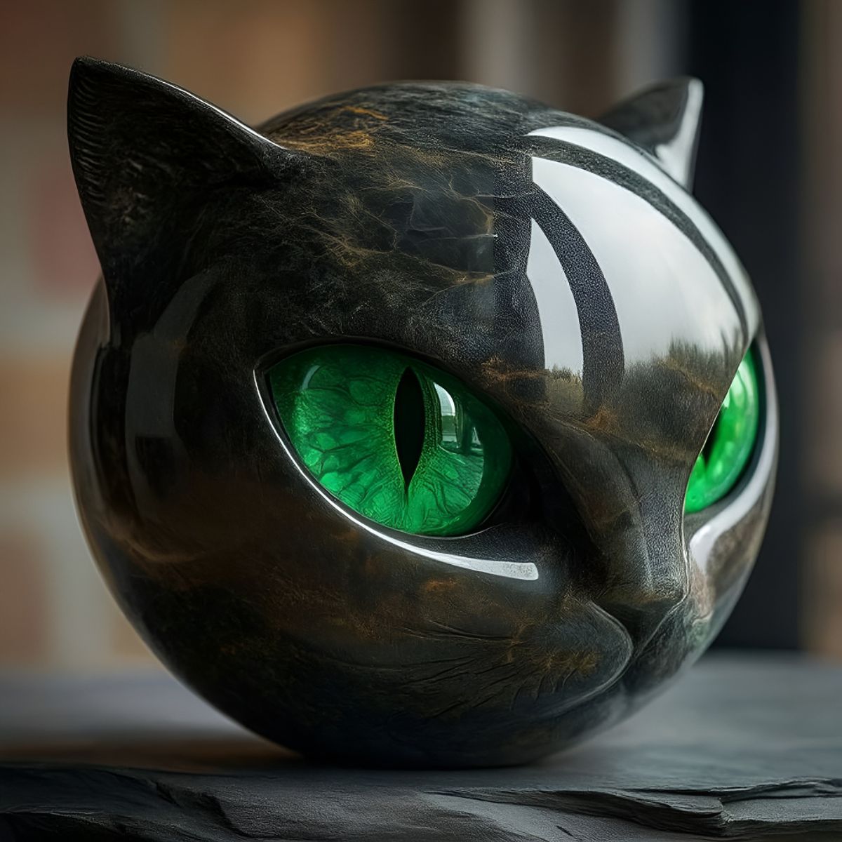 Elfriede® | Schwarze Katzen-Skulptur aus Stein